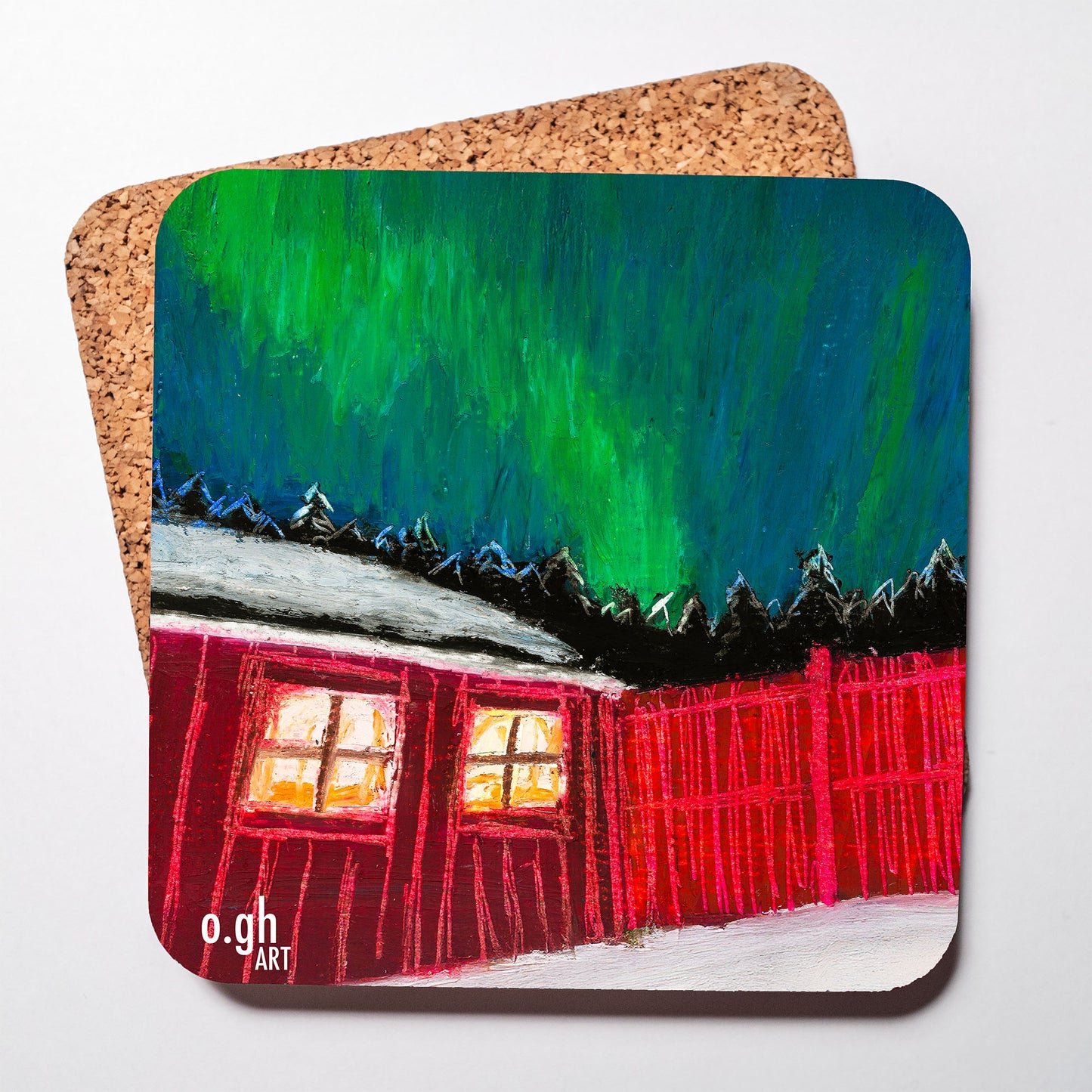 Glasunderlägg "Norrsken" oghart