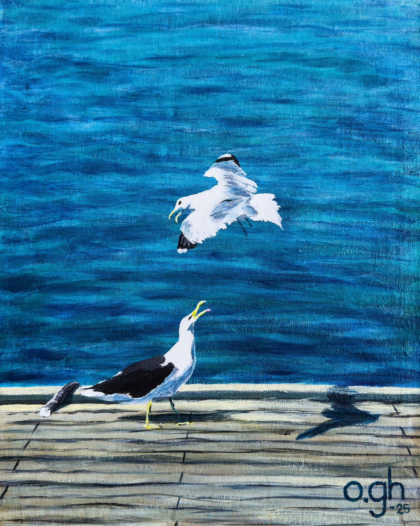 Akrylmålning "PM och drevet" 32×40 cm Oskar Gyllenhammar oghart