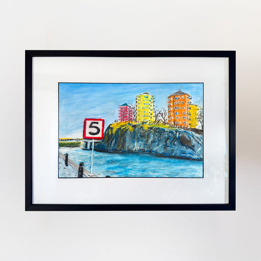 Oljepastell "Danviksklippan" A4 Oskar Gyllenhammar oghart