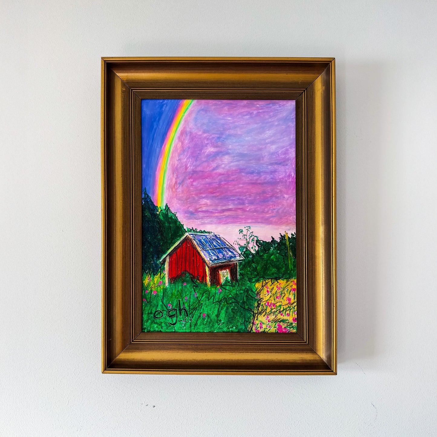 Oljepastell "Delad himmel" 23×33 cm Oskar Gyllenhammar oghart