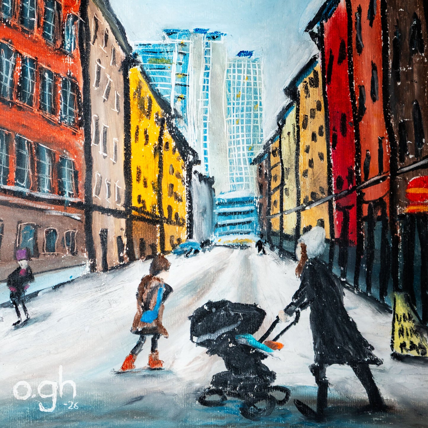 Oljepastell "Drömmar om juli-augusti" A4 Oskar Gyllenhammar oghart