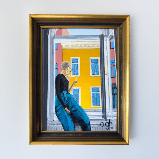 Akrylmålning "Ett glas i Wien" 48x65 cm Oskar Gyllenhammar oghart