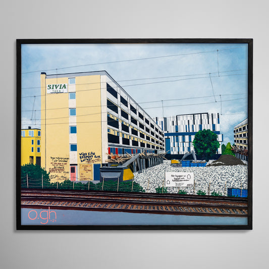 Oljemålning "Nedmontering" 100x80 cm Oskar Gyllenhammar oghart (Kopia)