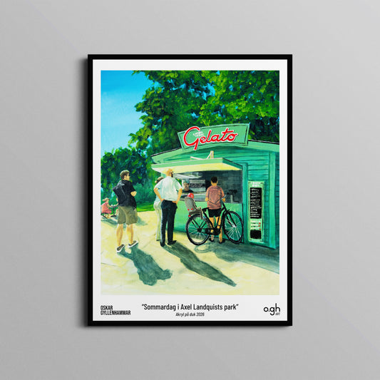 Poster "Sommardag i Axel Landquists park / Gelato" oghart (30x40)
