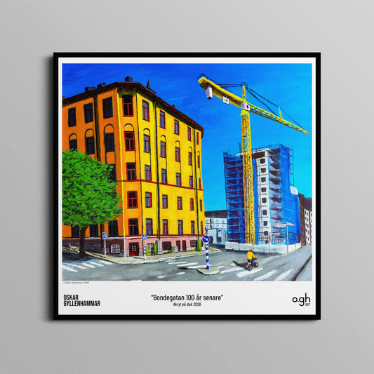 Poster "Bondegatan 100 år senare" oghart (40x40)