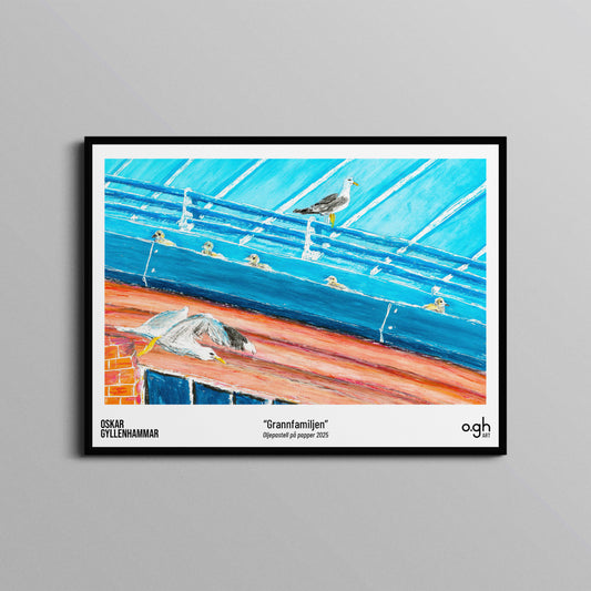Poster "Grannfamiljen" oghart (40x30)