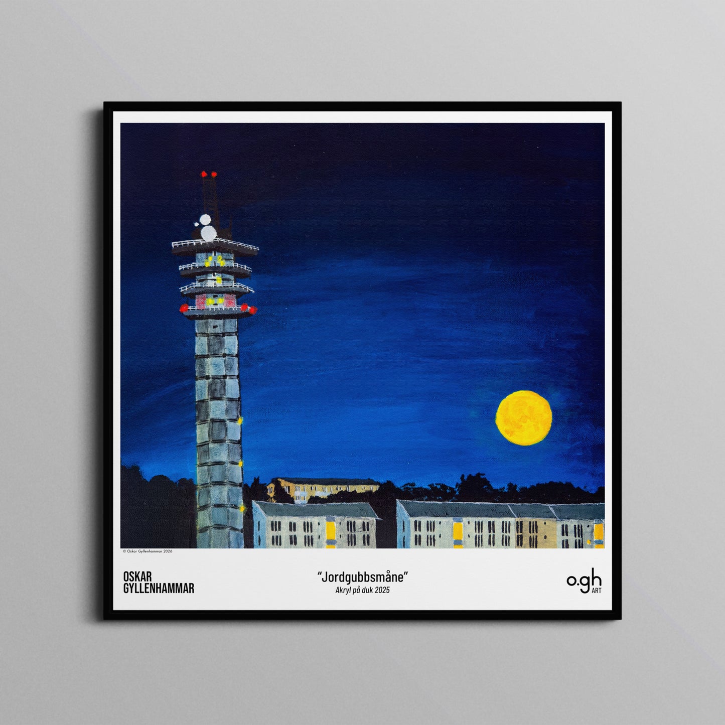 Poster "Jordgubbsmåne" oghart (40x40)
