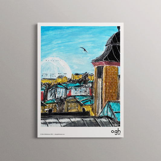 Poster "Globen – vy från Nackagatan" oghart (30x40)