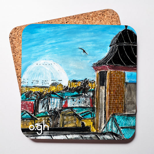 Glasunderlägg "Globen/Utsikt från Nacka gatan" oghart