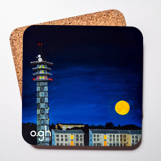 Glasunderlägg "Jordgubbsmåne" (Stockholm) oghart