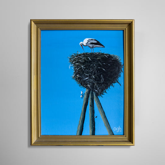 Akrylmålning "Vardagssysslor" 48×60 cm Oskar Gyllenhammar oghart